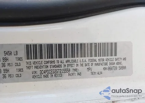 2016 Dodge Journey R/T из США, поврежденный, VIN 3C4PDCEG2GT215550